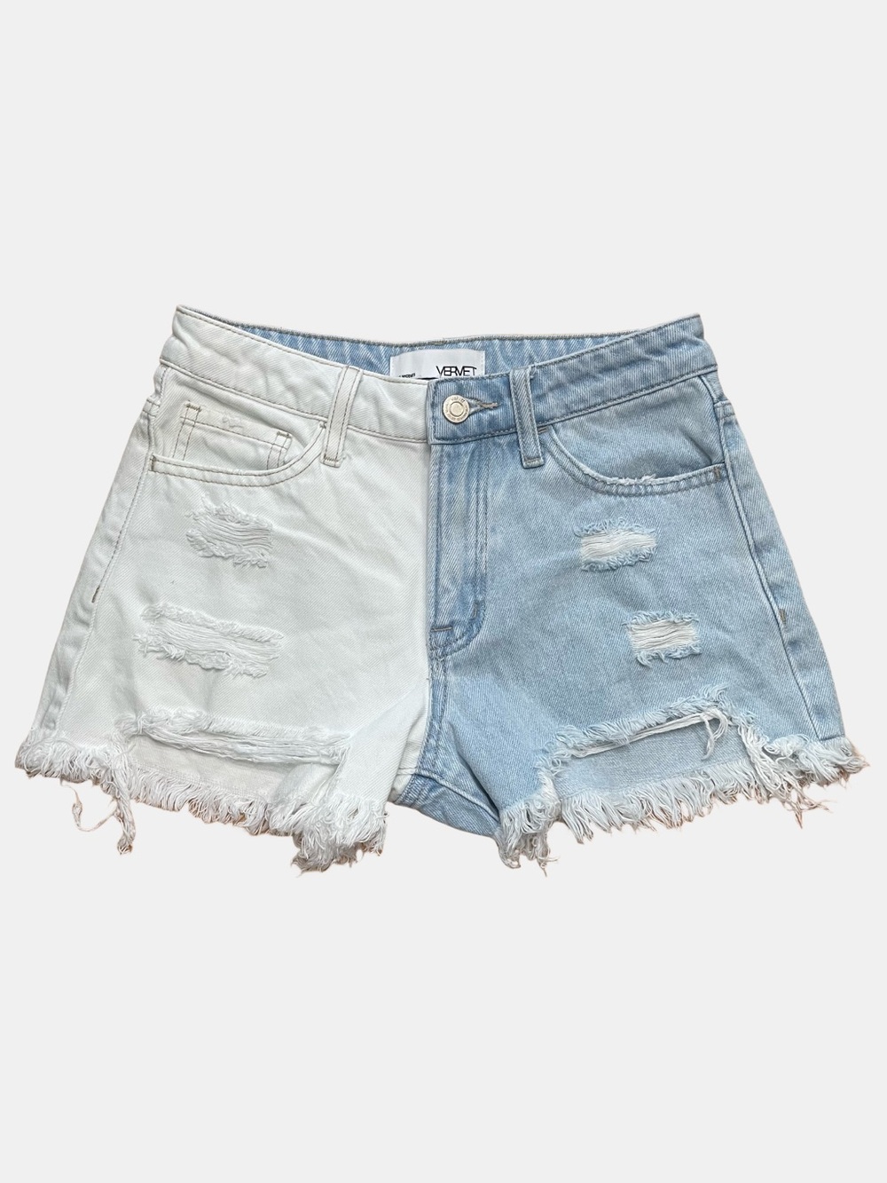 Vervet Los Angeles Cloud Light Wash Denim Shorts Womens XS Frayed Ripped